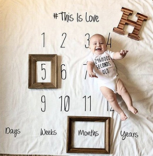 Idée cadeau drap pour photographier l'évolution de bébé